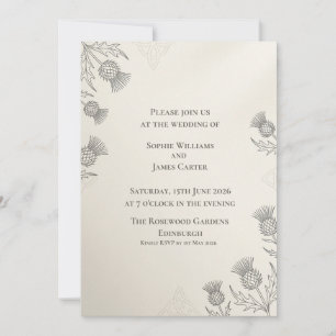 Scottish Thistle Botanical Border Wedding Invitati Invitation