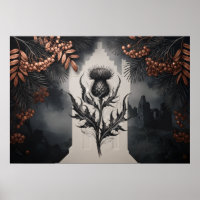 Scottish Thistle Castle Rowan Gothic Poster
