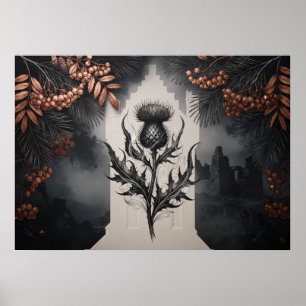Scottish Thistle Castle Rowan Gothic Poster