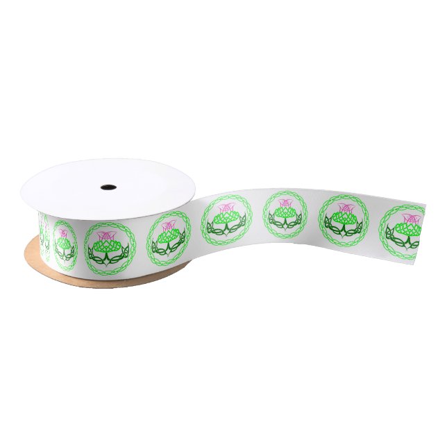 Scottish Thistle Celtic Knot Satin Ribbon (Spool)