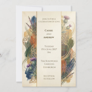 Scottish Thistle Celtic Knot Wedding Invite