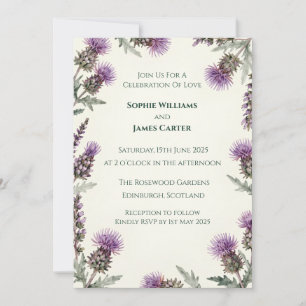Scottish Thistle Celtic Tartan Wedding Invitation