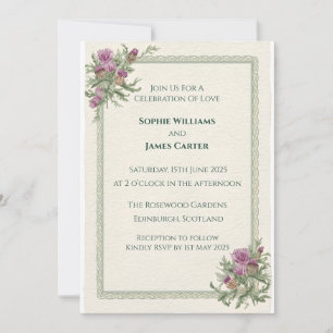 Scottish Thistle Celtic Tartan Wedding Invitation