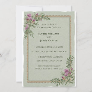 Scottish Thistle Celtic Tartan Wedding Invitation