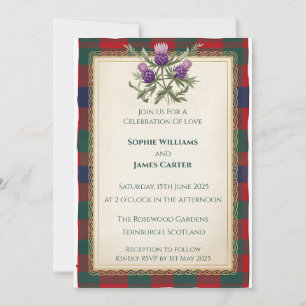 Scottish Thistle Celtic Tartan Wedding Invitation