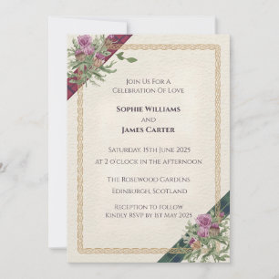 Scottish Thistle Celtic Tartan Wedding Invitation 
