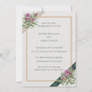 Scottish Thistle Celtic Tartan Wedding Invite