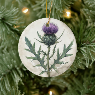 Scottish Thistle Christmas Ornament, Ceramic Tree Decoration