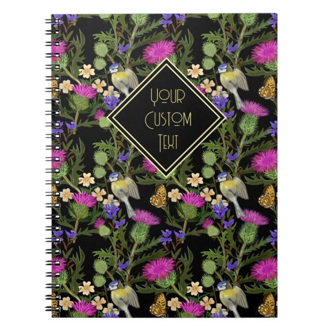 Scottish Thistle Cottagecore Pattern Notebook (Front)