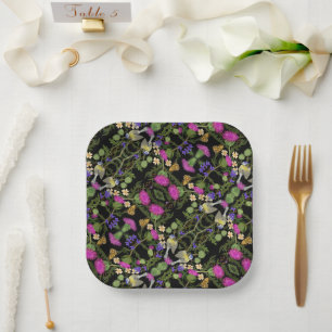 Scottish Thistle Cottagecore Pattern  Paper Plate