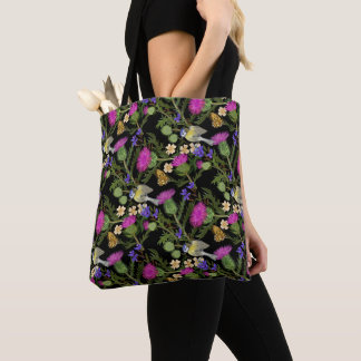 Scottish Thistle Cottagecore Pattern Tote Bag