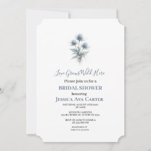 Scottish Thistle Dusty Blue Floral Bridal Shower Invitation