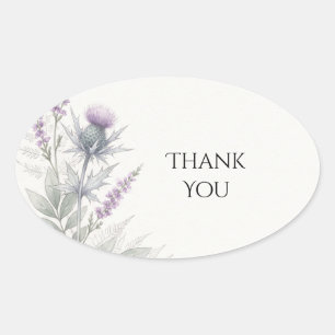Scottish Thistle Fern Thank You Sticker