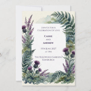 Scottish Thistle Fern Wedding Invitation