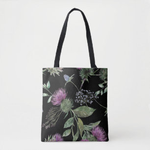 Scottish Thistle Floral Print  Tote Bag