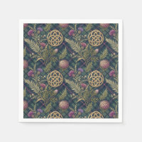 Scottish Thistle & Gold Celtic Knot Design Pattern