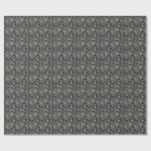 Scottish Thistle & Gold Celtic Knot Design Pattern Wrapping Paper