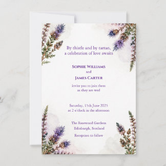 Scottish Thistle Heather Watercolour Invite