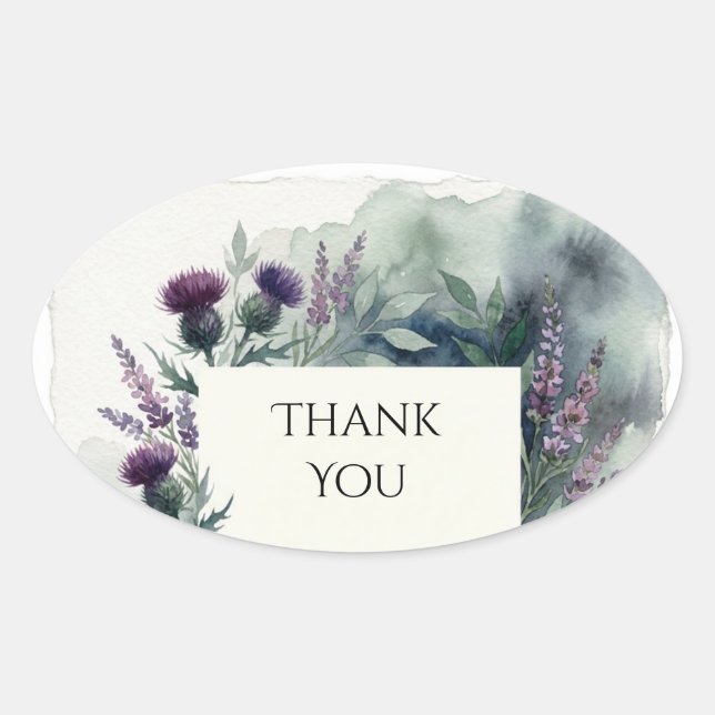 Scottish Thistle Heather Watercolour Sticker (Front)