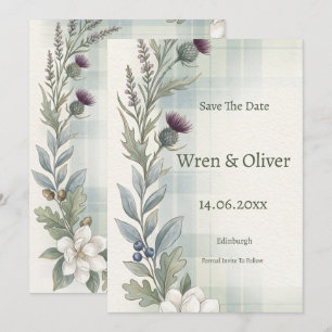 Scottish Thistle Heather Wildflower Save the Date