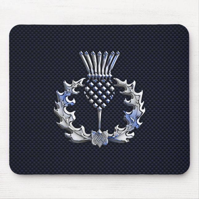 Scottish Thistle in Chrome Style Mouse Mat (Front)