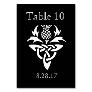 Scottish Thistle Initials - Table card - Black