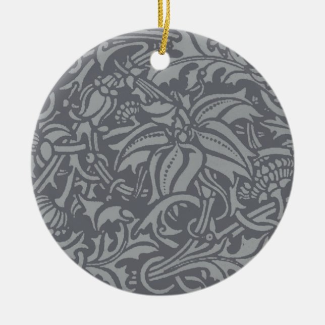 Scottish Thistle Knot William Morris Style Ceramic Tree Decoration (Front)