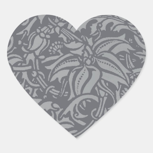 Scottish Thistle Knot William Morris Style Heart Sticker (Front)