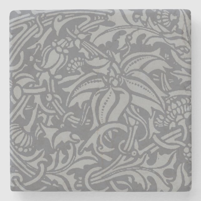 Scottish Thistle Knot William Morris Style Stone Coaster (Front)