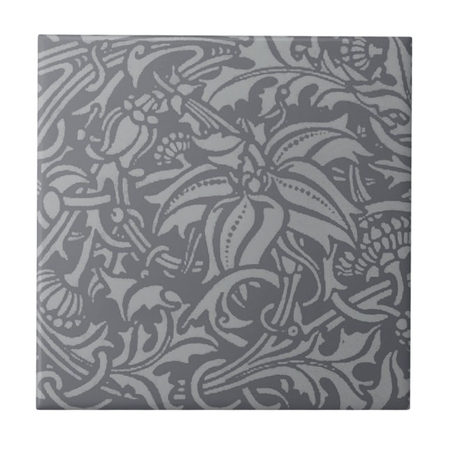 Scottish Thistle Knot William Morris Style Tile (Front)
