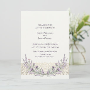Scottish Thistle Lavender Celtic Knot Wedding Invitation