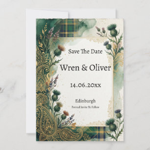 Scottish Thistle Lavender Paisley Save The Date