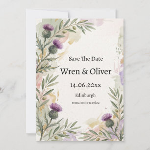 Scottish Thistle Lavender Save The Date Card