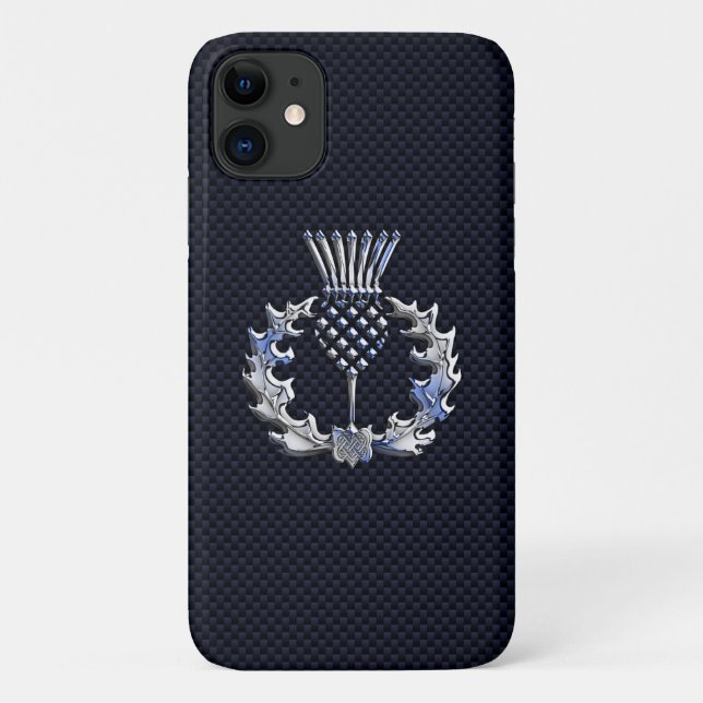 Scottish Thistle on Carbon Fibre like Decor Case-Mate iPhone Case (Back)