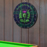 Scottish Thistle on Dark Tartan Custom Name Dartboard<br><div class="desc">Scottish and proud - show off your heritage with a customised Scottish Thistle emblem - add your monogram and your name!</div>
