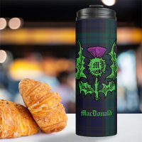 Scottish Thistle on Dark Tartan Custom Name