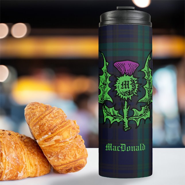 Scottish Thistle on Dark Tartan Custom Name Thermal Tumbler (Creator Uploaded)