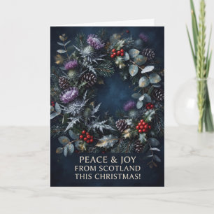 Scottish Thistle Peace And Joy Christmas Card