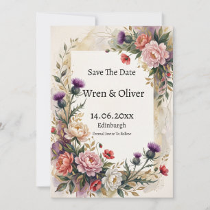 Scottish Thistle Peony Botanical Save The Date