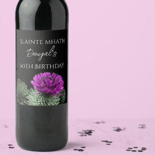 Scottish Thistle Personalised Birthday Wine Label