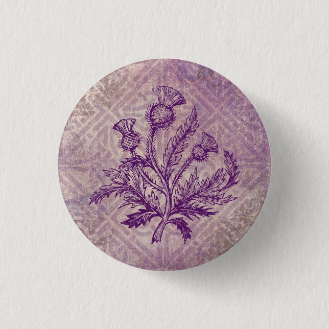 Scottish Thistle Purple Celtic Knot 3 Cm Round Badge (Front)