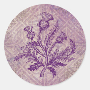 Scottish Thistle Purple Celtic Knot Classic Round Sticker