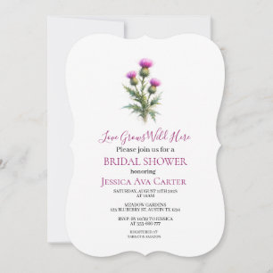 Scottish Thistle Purple Floral Bridal Shower Invitation