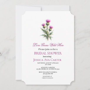 Scottish Thistle Purple Floral Bridal Shower Invitation
