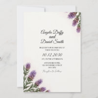 Scottish Thistle Script Wedding Invitation | Water