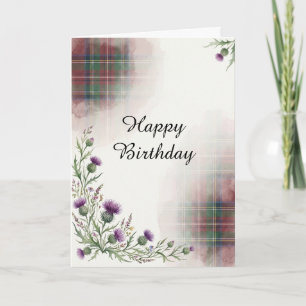 Scottish Thistle Tartan Birthday Card