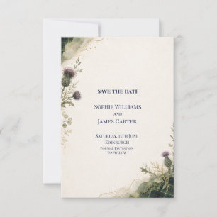 Scottish Thistle Tartan Save the Date Card