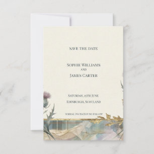 Scottish Thistle Tartan Save the Date Card