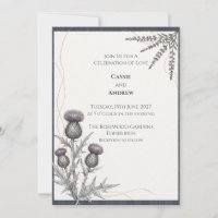 Scottish Thistle Tartan Wedding Invitation