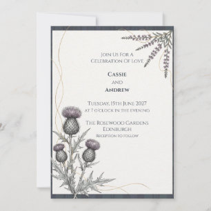 Scottish Thistle Tartan Wedding Invitation